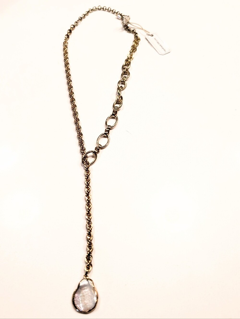 Nakamol Gold Mother Of Pearl Chain Link Boho Festival Beach Charm Necklace